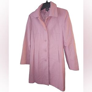Halston Studio Pink Wool Trench Coat And Scarf Set Size 10